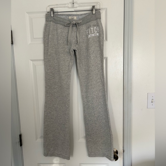 Abercrombie & Fitch Pants - Y2K ABERCROMBIE AND FITCH FLARE SWEATPANTS GRAY GREY LOW RISE EMBROIDERED SMALL